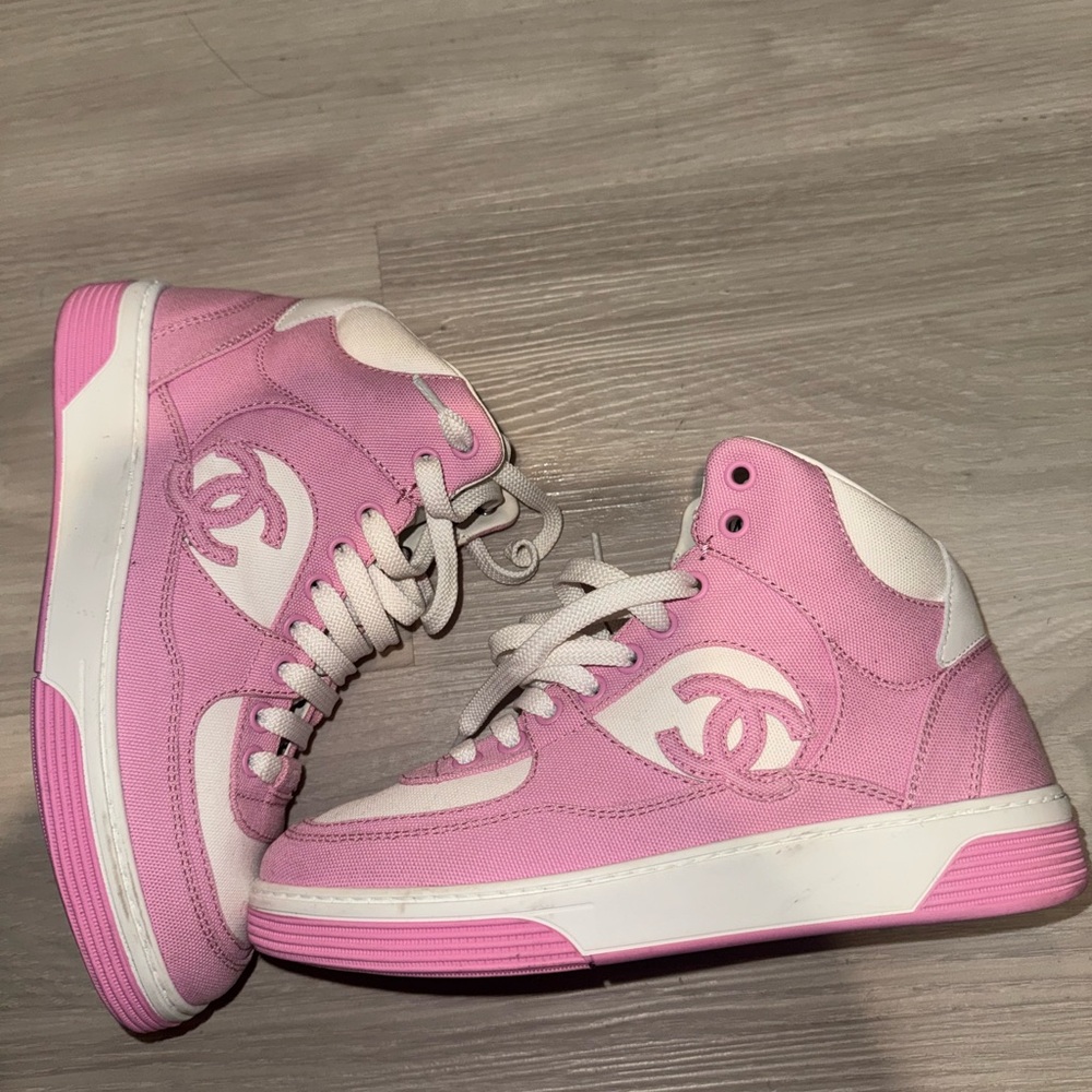 Chanel Pink High-Top Sneakers